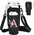 Initial Water Bottle Holder with Strap for Stanley Cup Accessories 40 oz/Simple Modern Tumbler, Birthdays for Women Girls, Water Bottle Carrier Bag with Phone Pocket,Hiking Walking Gym Camping