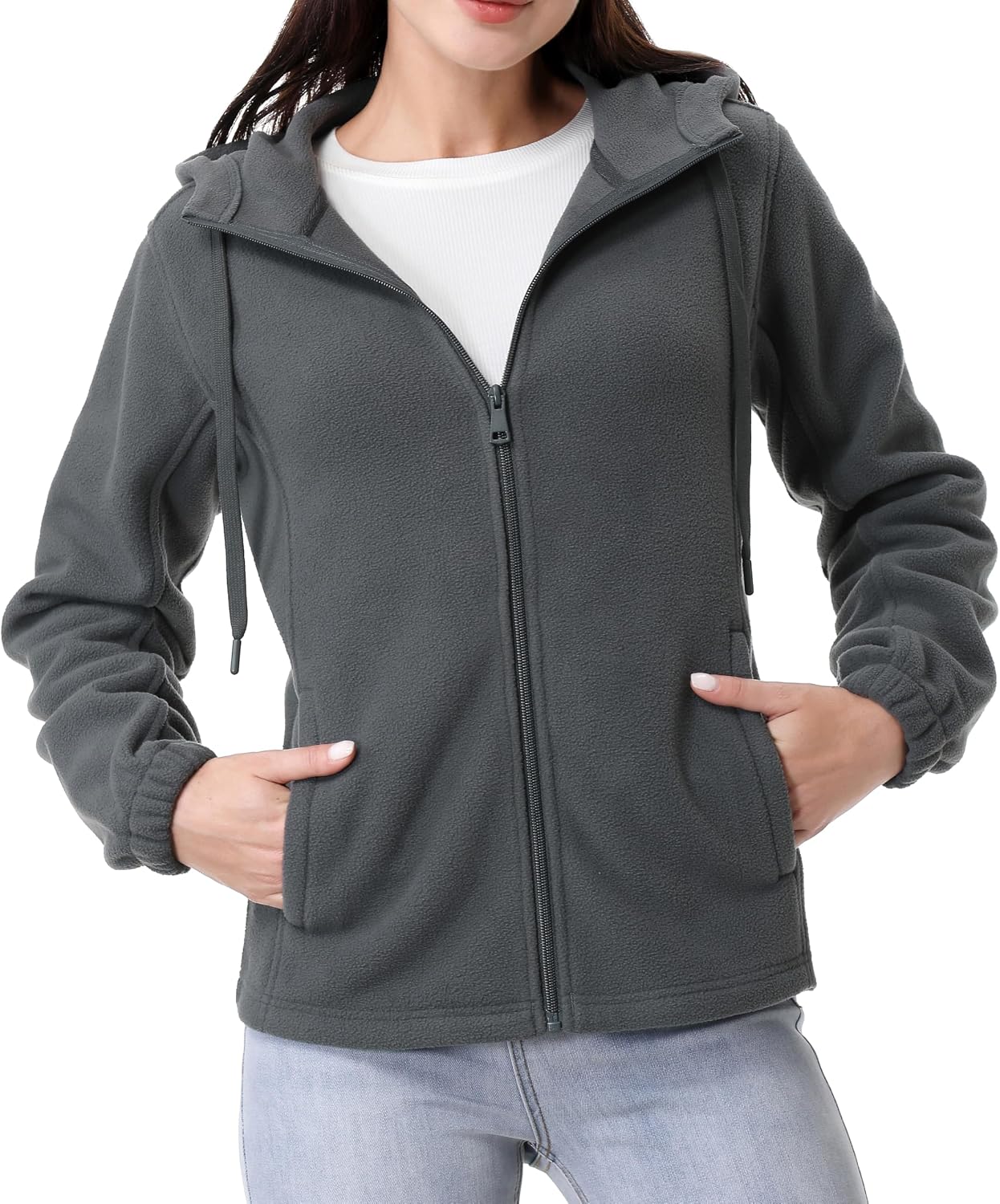 GIMECEN Women's Soft Polar Fleece Jacket Full Zip Hooded Sweatshirts