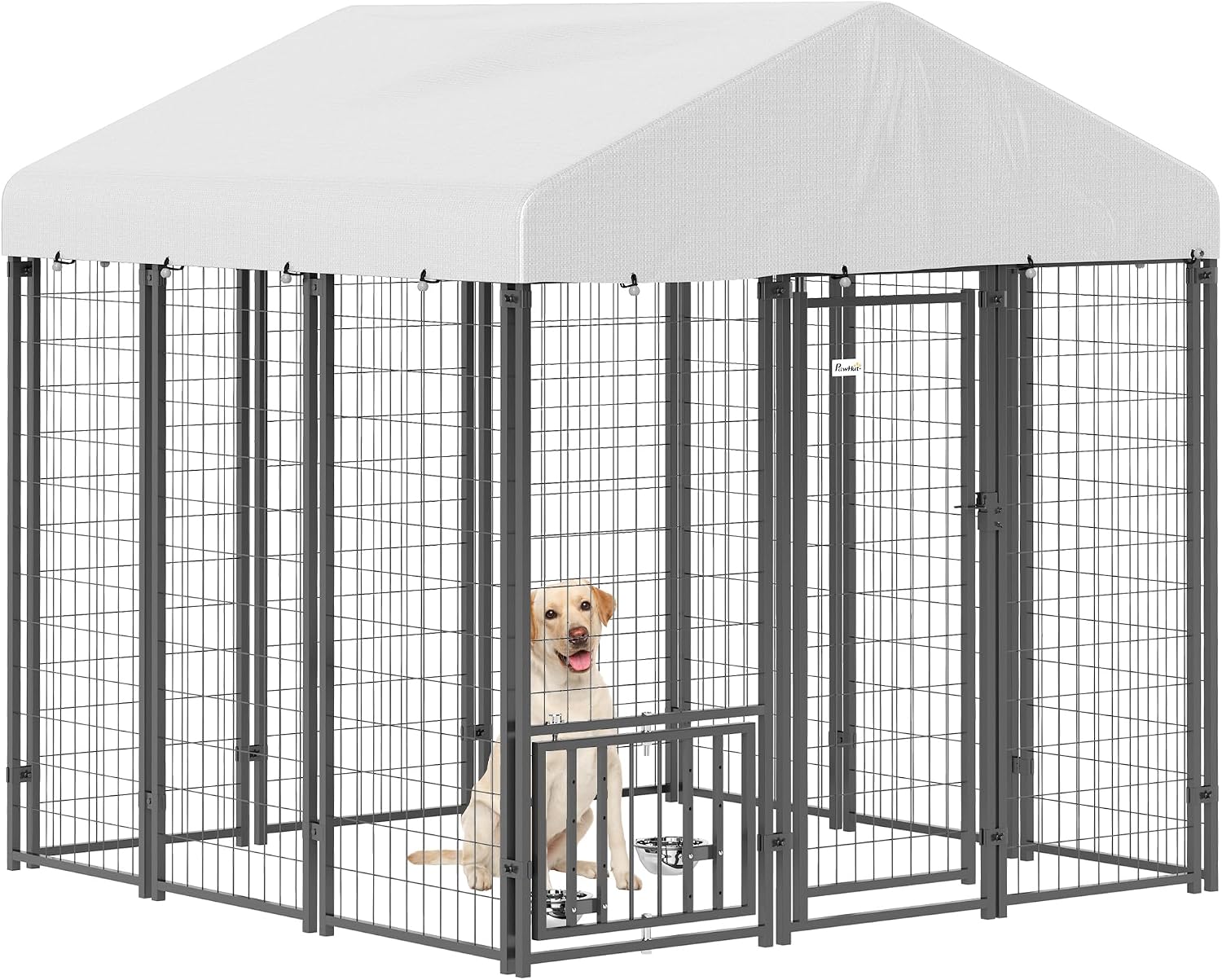 PawHut Outdoor Dog Kennel with Roof for S&M&L Breeds 6' x 6' x 6' Silver