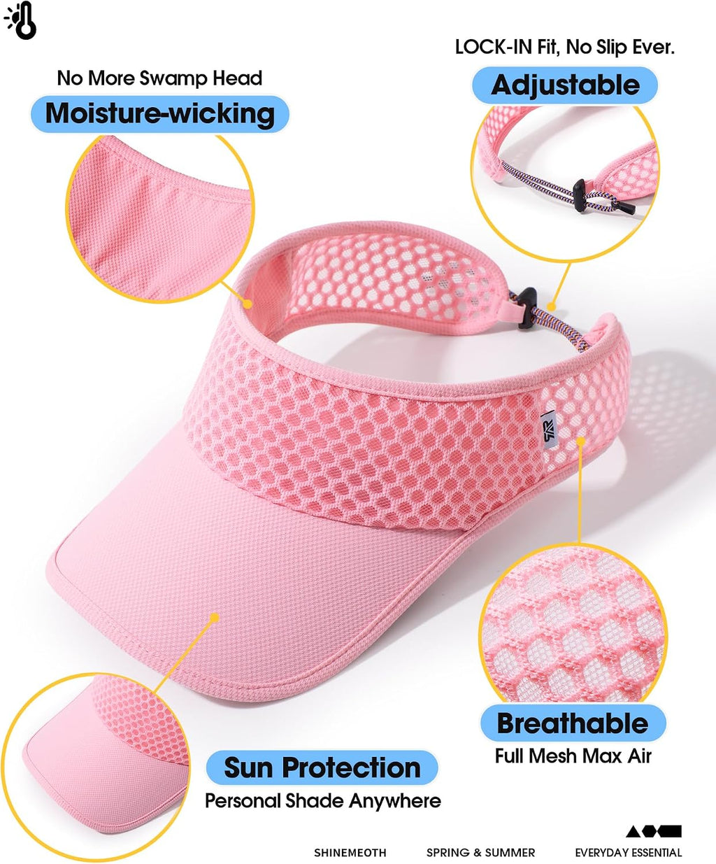 SUNMECI Mesh Breathable Sports Visor - Men Women Adjustable Lightweight Quick Dry Sun Hat for Tennis, Golf, Running