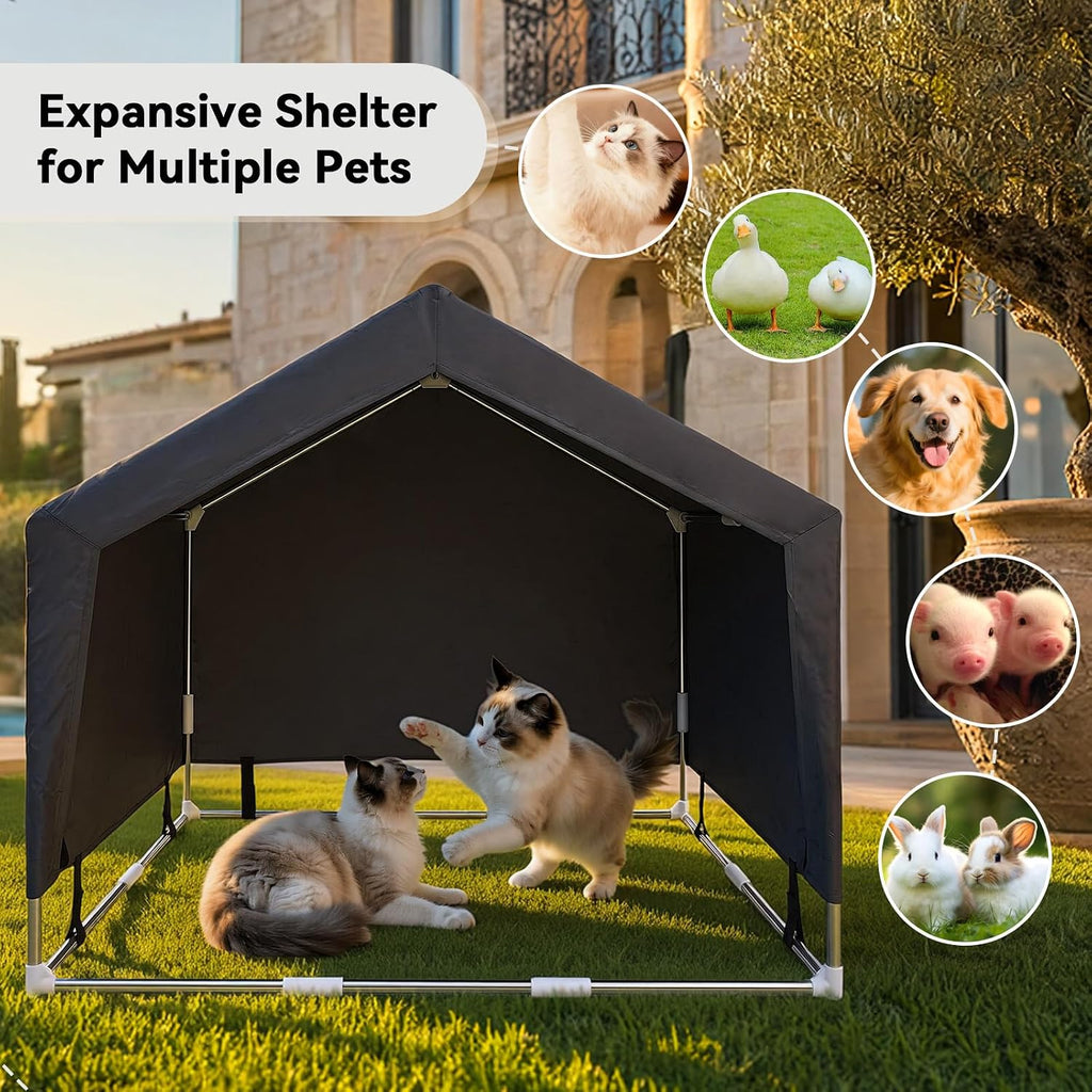 Outdoor Dog House Tent, Stainless Steel Frame Dog Shade Shelter, Large Dogs