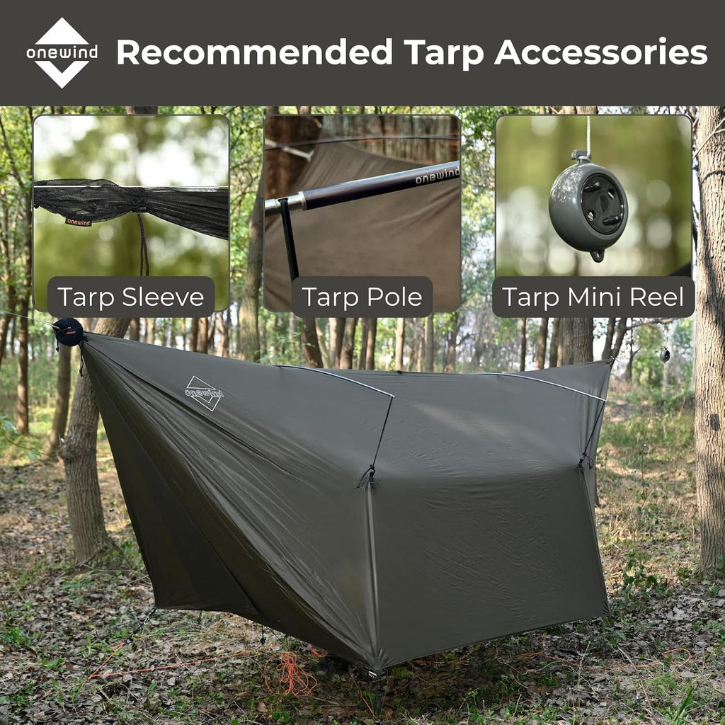 onewind 12×10ft Ultralight Camping Hammock Tarp, Hammock Rainfly with Doors