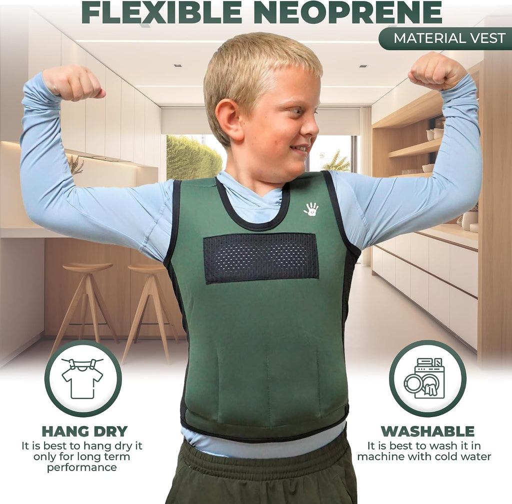 Weighted Vest For Kids - Adjustable Compression Vest With Six Removable Weights Included - Breathable Snug Fit Design