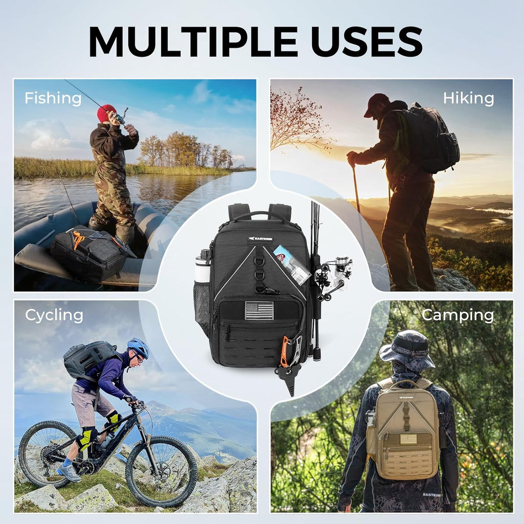 KastKing KastMate Fishing Backpack With 2 Rod Holders, Black
