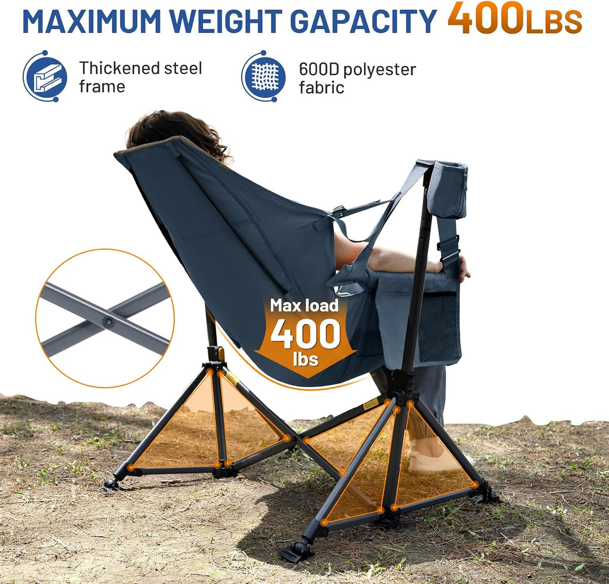 TIMBER RIDGE Hammock Camping Chair, Oversized Swinging Chair, 400lbs Load