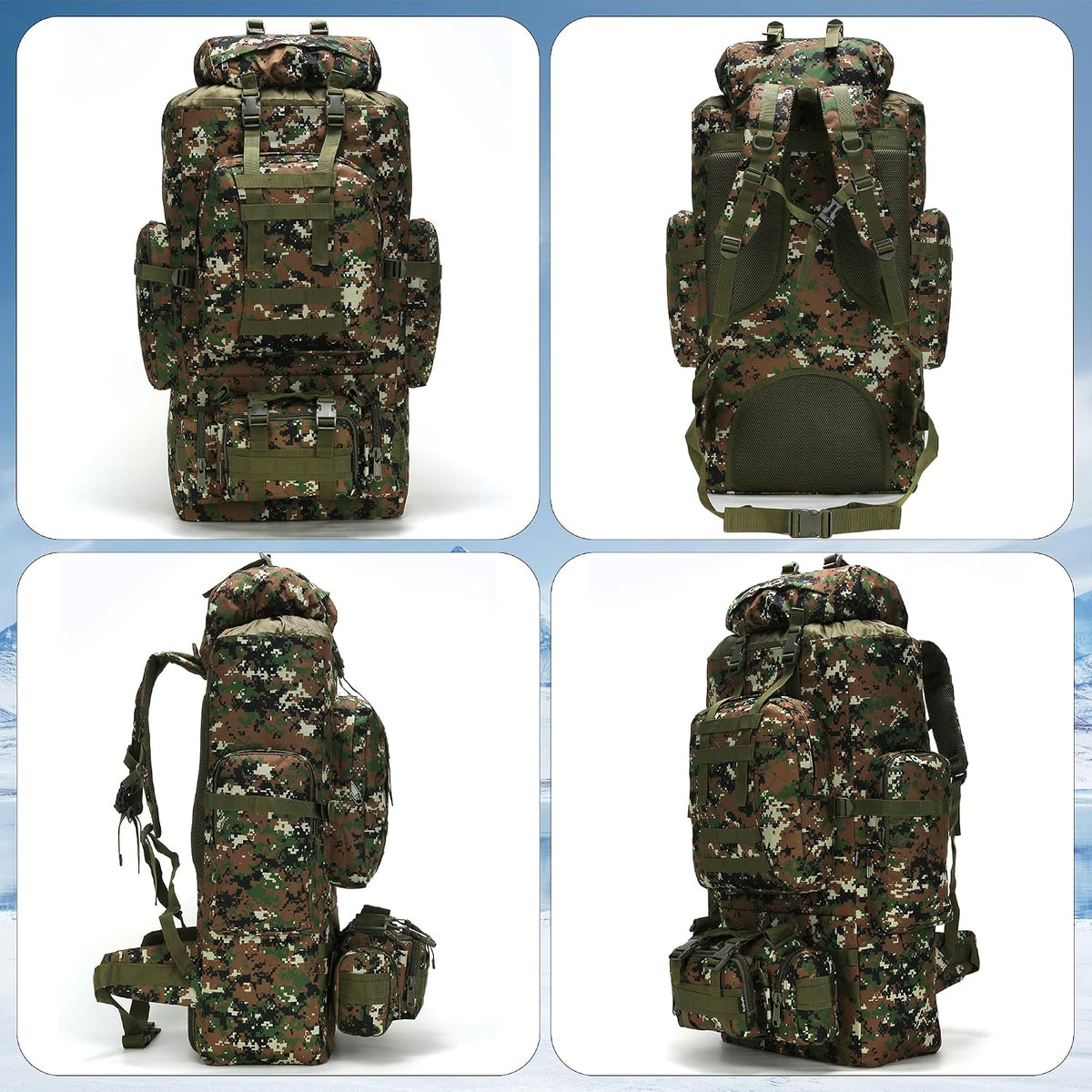 King'sGuard 100L Camping Hiking Backpack Molle Rucksack Military Camping Backpacking Daypack