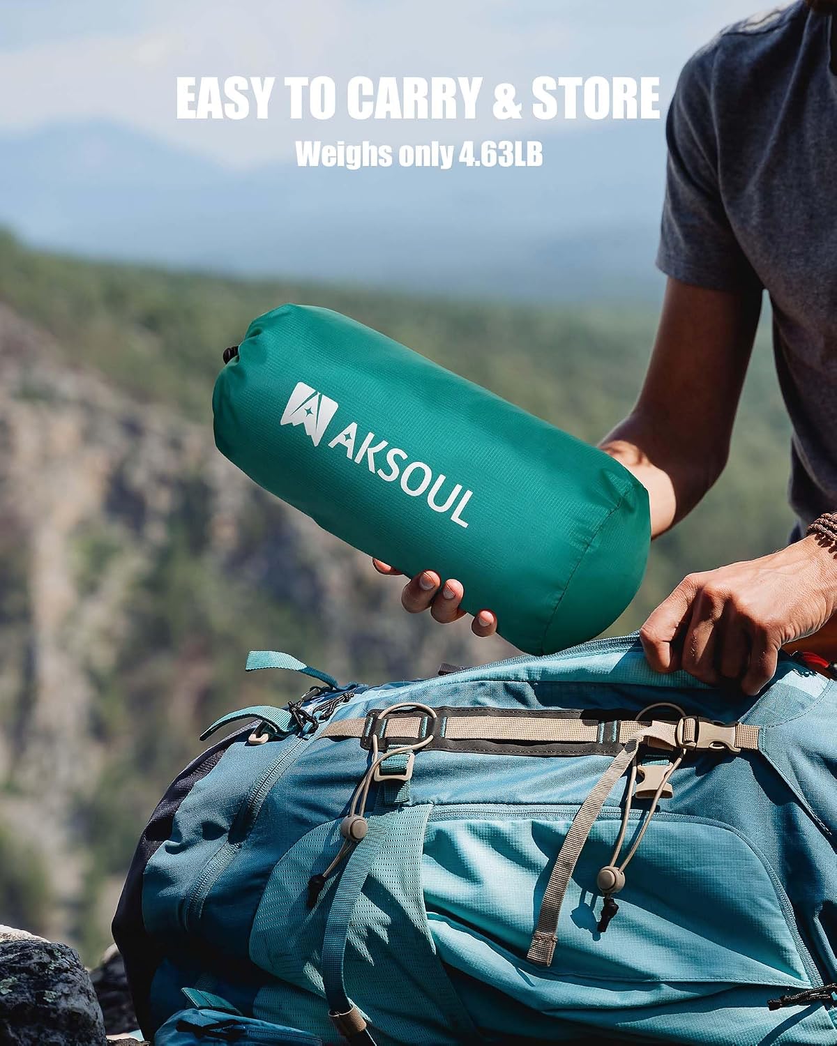 AKSOUL Sleeping Pad Camping Inflatable: Extra Thickness Double Persons Self Inflating Mat with Built-in Foot Pump, Lightweight Ultra-Wide Air Mattress with Pillow for Camping, Backpacking