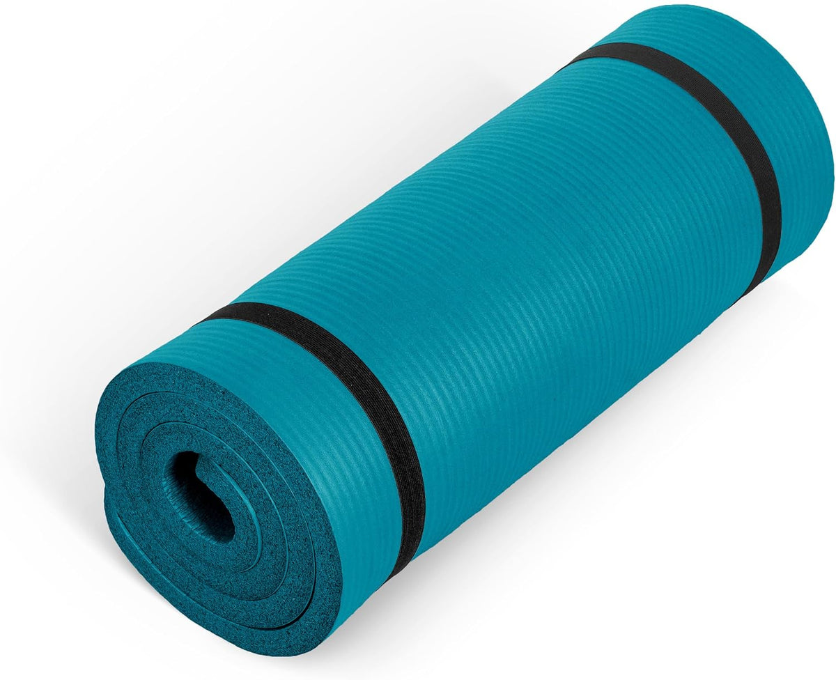 CAP 1" Extra Thick Yoga Mat, Exercise Mat with Strap, Multiple Colors