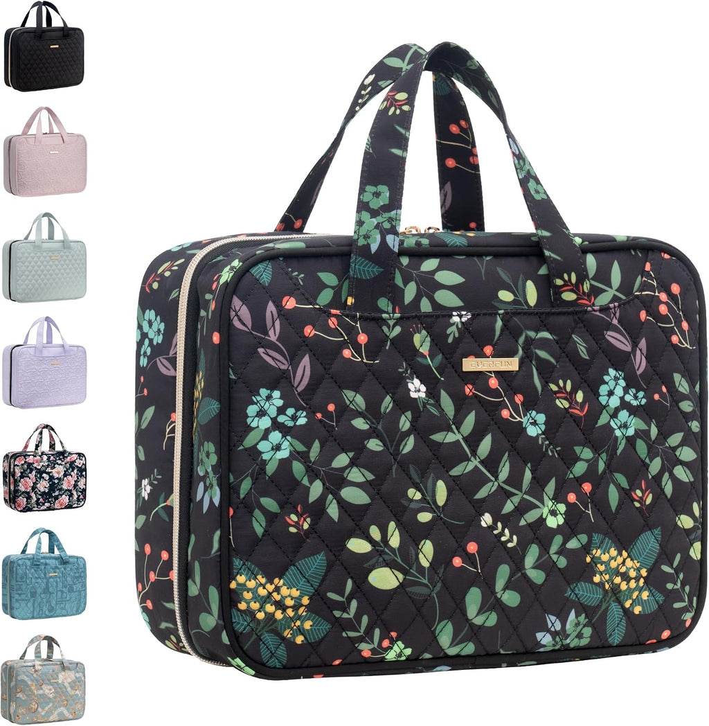 Everfun Travel Toiletry Bag with Hanging Hook and Leakproof Wet/Dry Compartments, Large Capacity Makeup Cosmetic Organizer for Women, 12x9x4.5 Inch, Mint Green