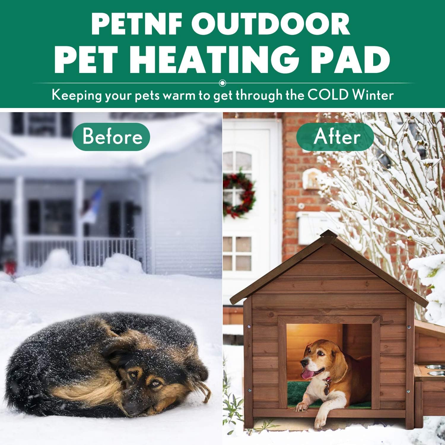 PETNF Outdoor Pet Heating Pads for Dog,Soft Electric Blanket Auto Temperature Control,Heated Mat for Dog House,Whelping Supply for Pregnant New Born Stray Feral Cat Puppy,Safe