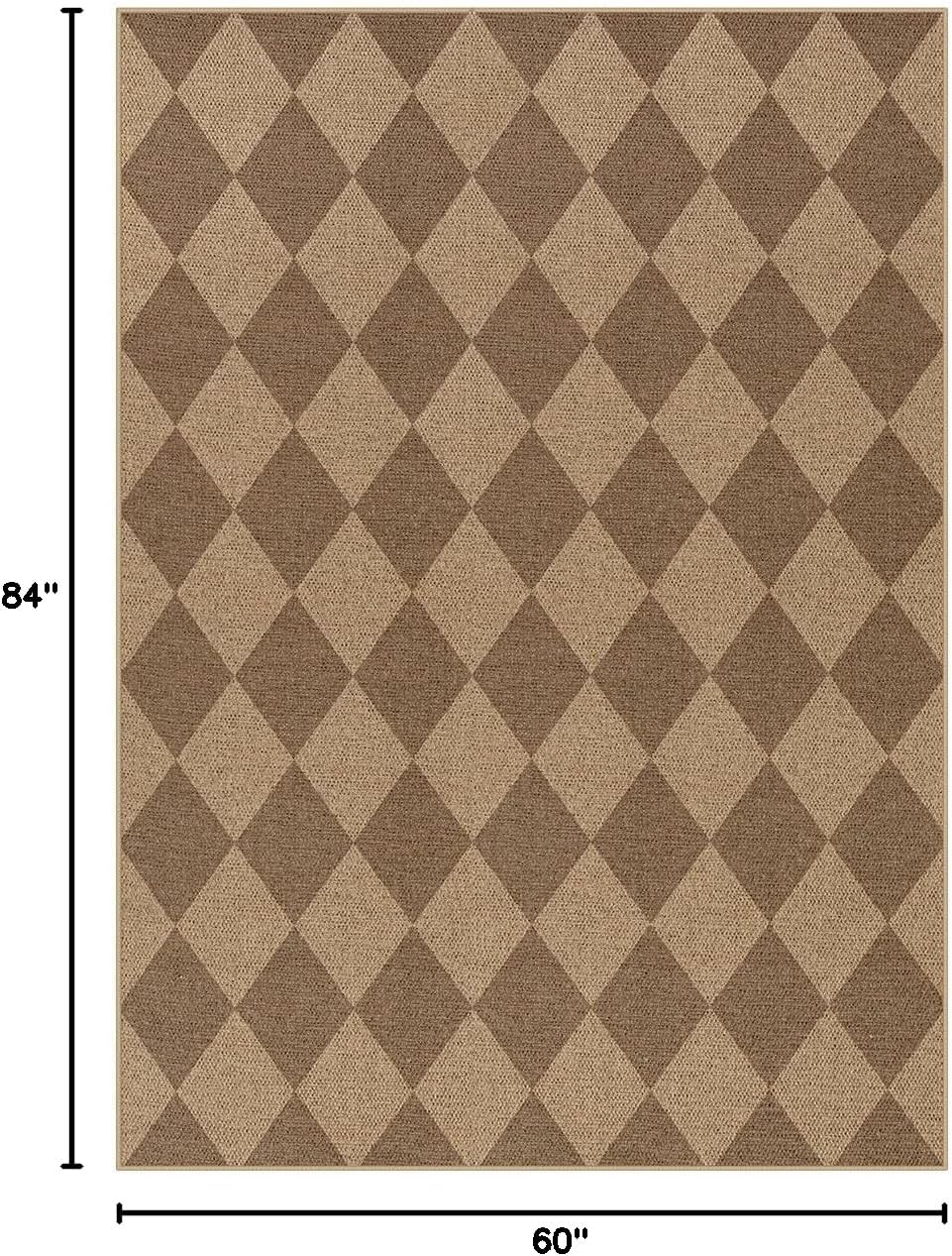 Lahome Checkered Easy Jute 5x7 Outdoor Patio Rug, Living Room Rugs Washable