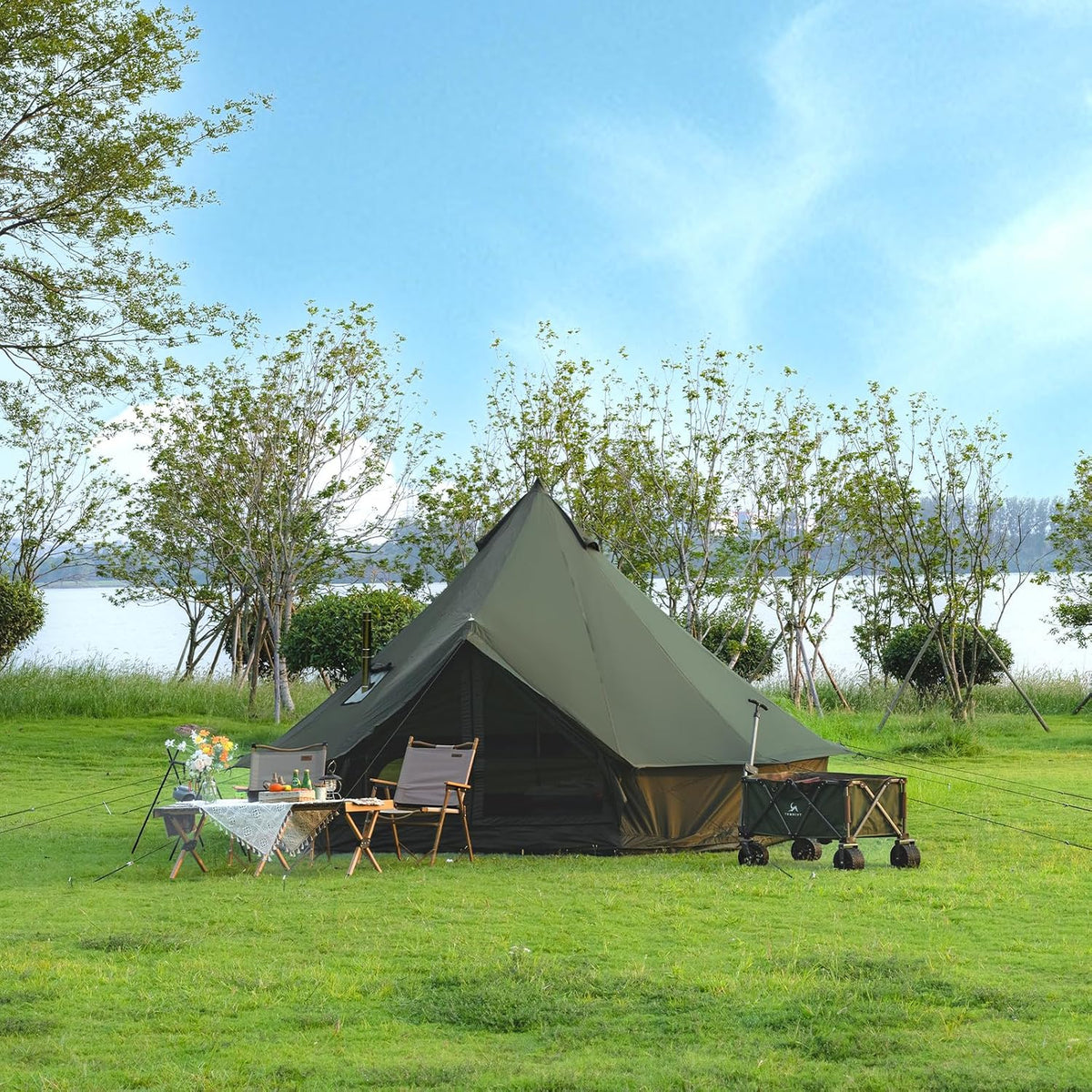 Bell Tent with Stove Jack, 13.1/16.4ft 4 Season Yurt Tent