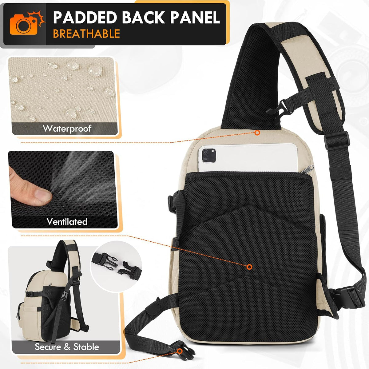 RAINSMORE Camera Sling Bag, Small Dslr/Mirrorless Camera Bag & Case