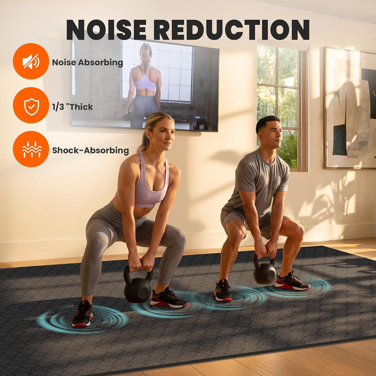 Stepwaver Large Exercise Mat for Home Workout, 6x4/7x5/8x5/9x5/10x5 FT