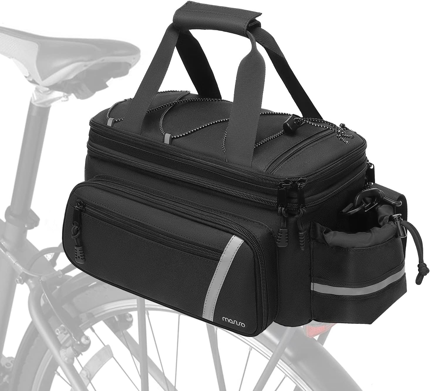MOSISO Bike Rack Bag with Rain Cover, Bike Trunk Cooler Handag,Black