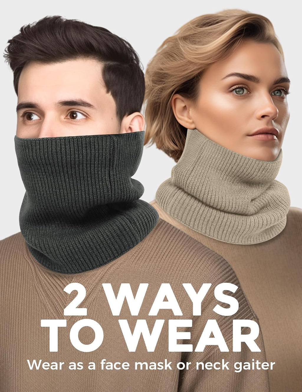 Buauty Neck Warmer Gaiters for Men Women Winter Neck Scarves Fleece Cold Weather Gear Ski Accessories Nose Ear Face Mask