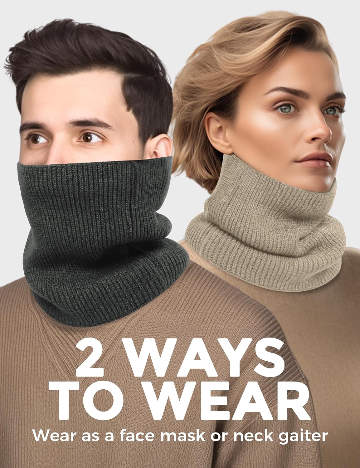 Buauty Neck Warmer Gaiters for Men Women Winter Neck Scarves Fleece Cold Weather Gear Ski Accessories Nose Ear Face Mask