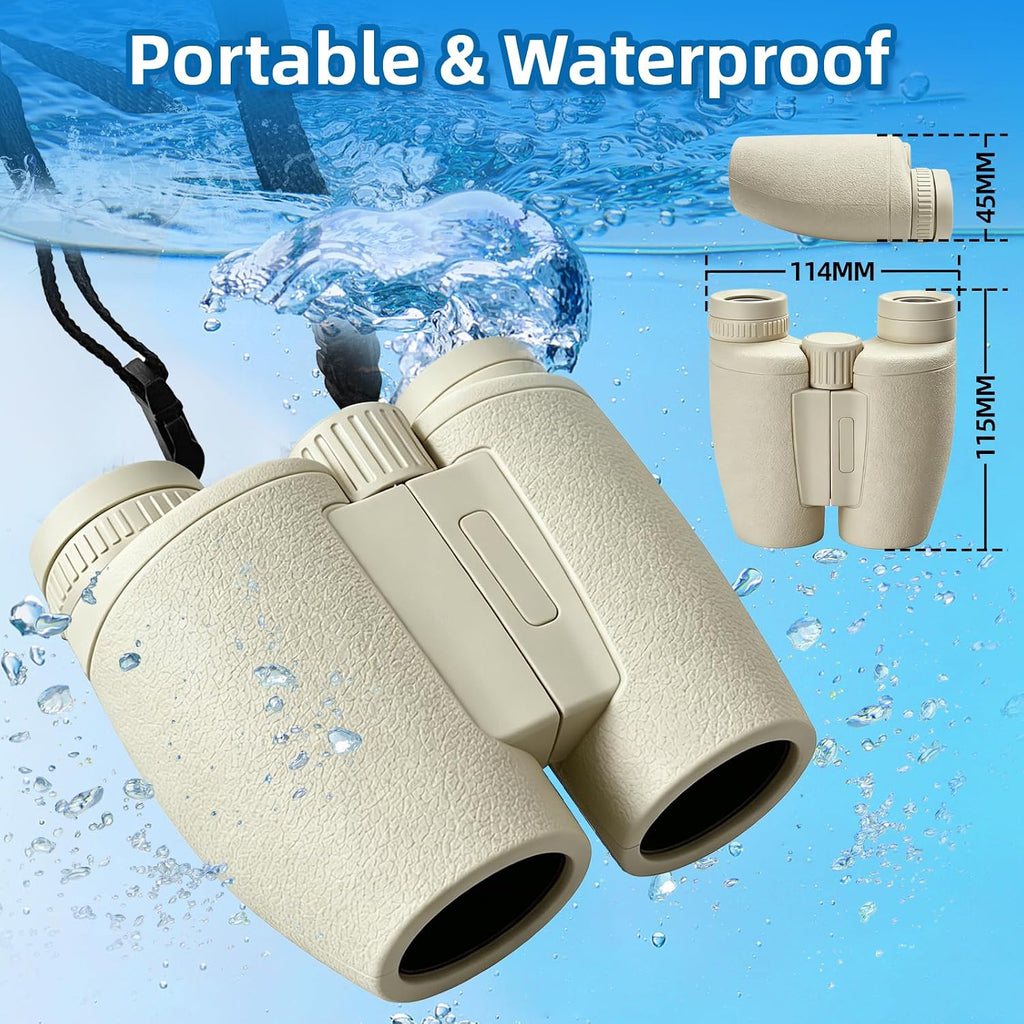 8x30 Khaki Compact Binoculars for Adults & Kids,