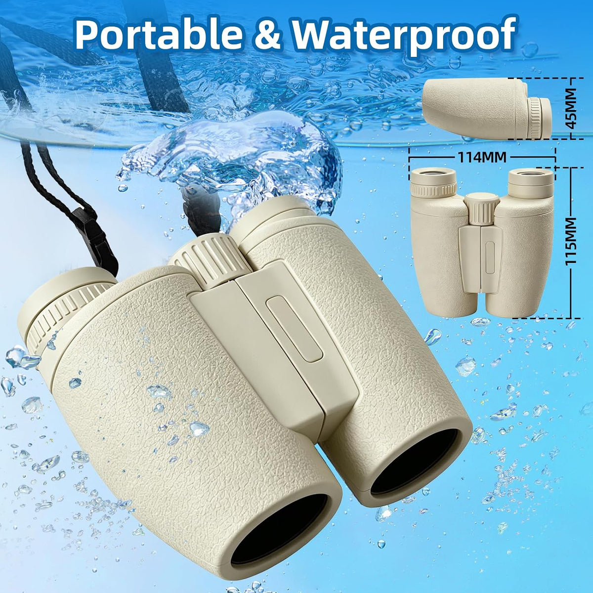 8x30 Khaki Compact Binoculars for Adults & Kids,