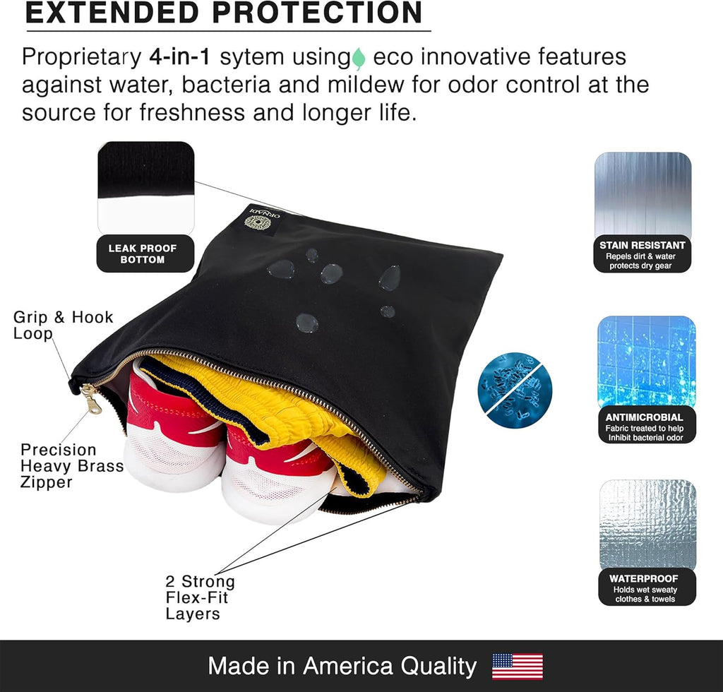 Ornadi Antimicrobial Wet Gym Clothes Bag Waterproof Bacteria Odor Control