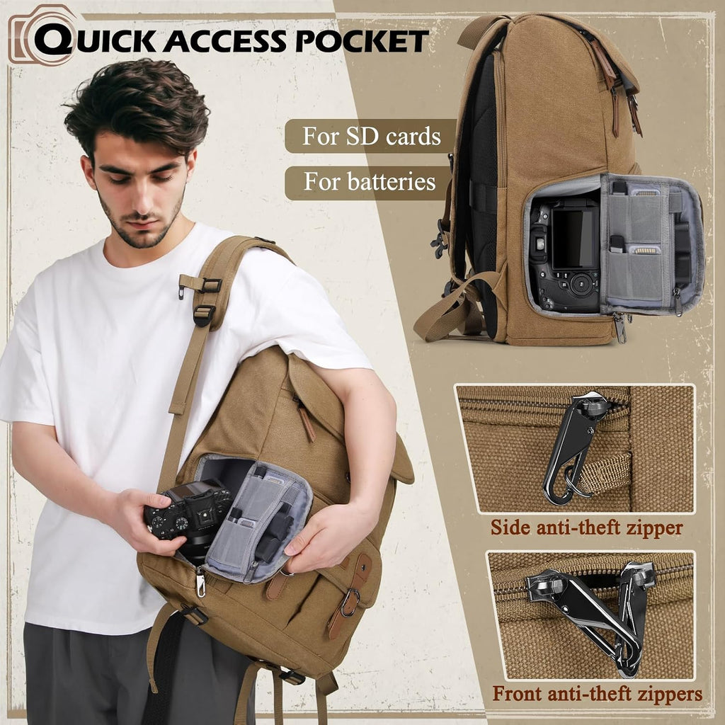 RAINSMORE Camera Backpack, DSLR SLR Mirrorless Camera Bag for Photographer