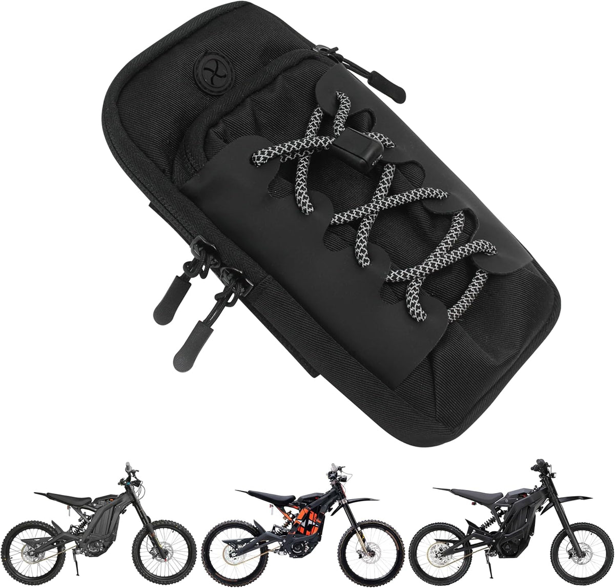 Marsrut Phone Bag for Ebike, Pouch Fits for Surron Light Bee/Talaria/X160/X260/E Ride Pro/Surron Ultra Bee EDirt Bike, Motorcycle Front Battery Frame Cover Storage Bag for Electric Dirt Bikes (Black)
