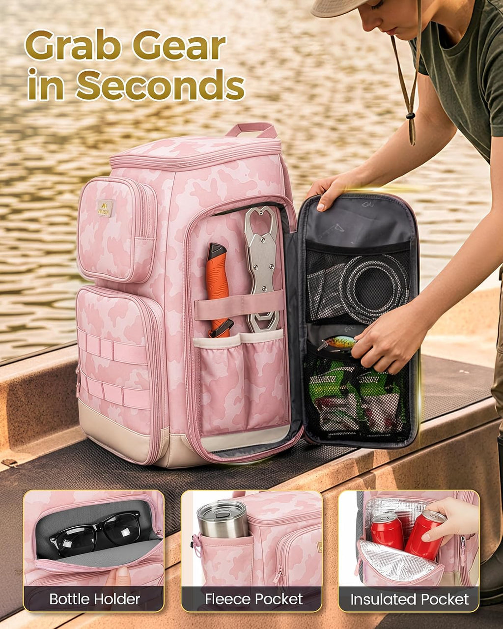 MATEIN Pro Fishing Backpack with 4 Tackle Boxes, 3600 Tackle Box Backpack