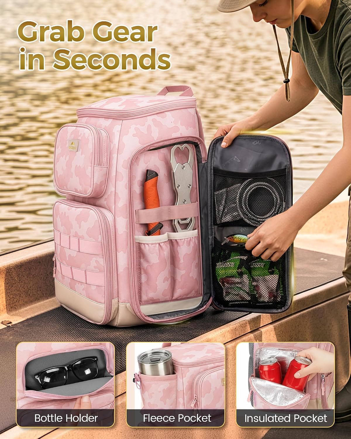 MATEIN Pro Fishing Backpack with 4 Tackle Boxes, 3600 Tackle Box Backpack