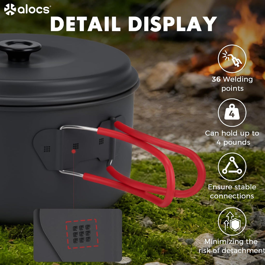 ALOCS Camping Cookware Set Camping Gear Compact Camping Pots and Pans Set