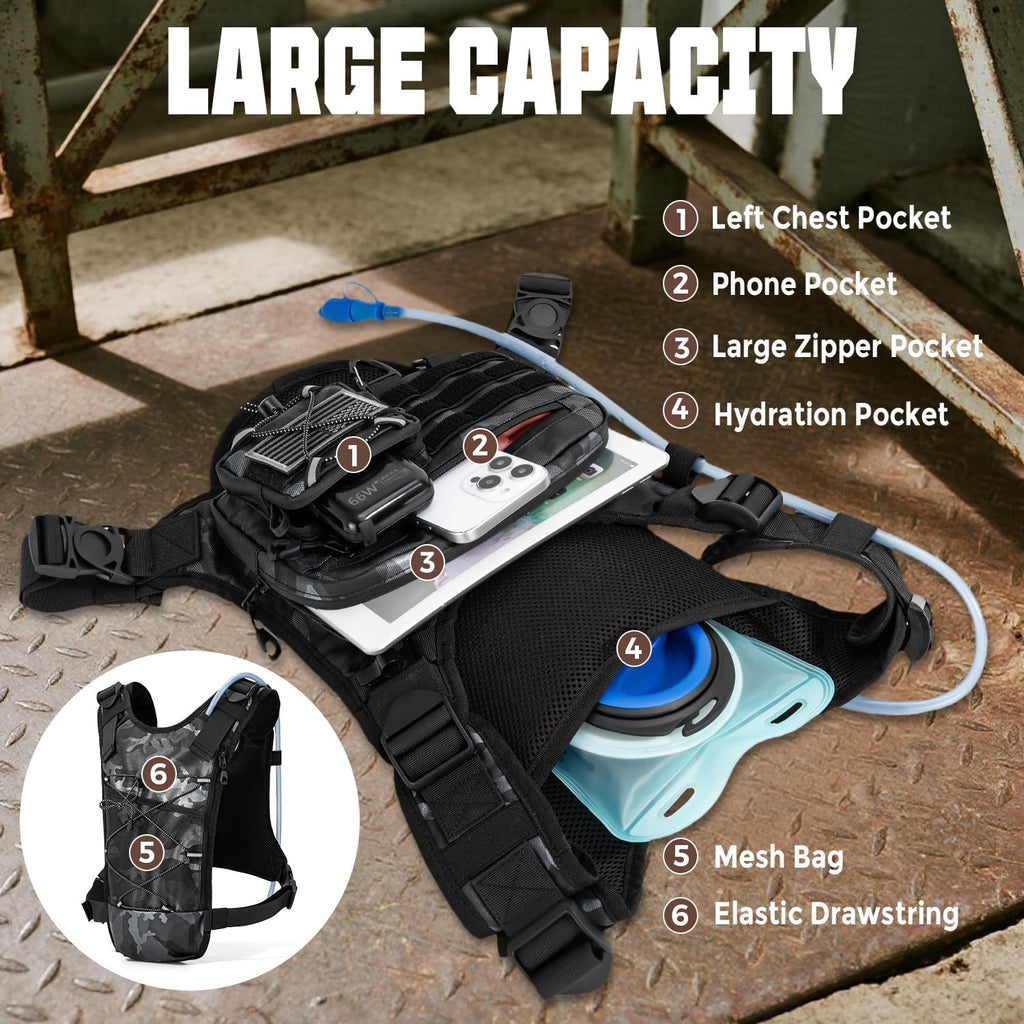 Hydration Vest with 2L Water Bladder for Men and Women,Lightweight Adjustable Hydration Backpack,Hiking Backpack with Water Bladder for Climbing Cycling Hiking