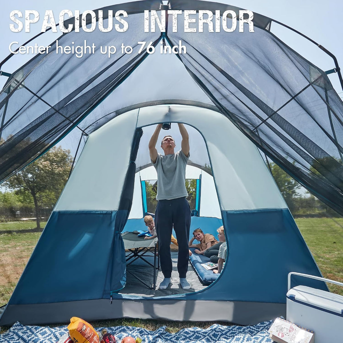Portal 6/8 Person Instant Tent with Screen Porch, Waterproof Family Camping Tent