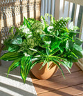 Starttag Artificial Bunches Greenery Plants Fake Plastic Leaves with Stems UV Resistant Outside Faux Plants Bushes for Outdoor Patio Garden Front Porch Yard Decor