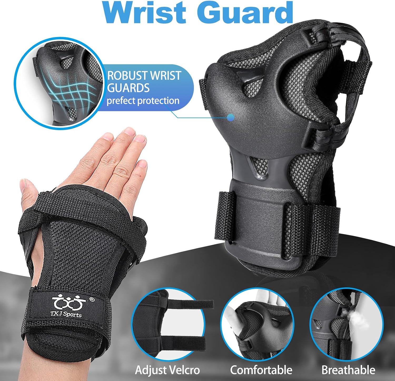 Kids Youth Adult Protective Gear Set Adjustable Knee Elbow Wrist Guards
