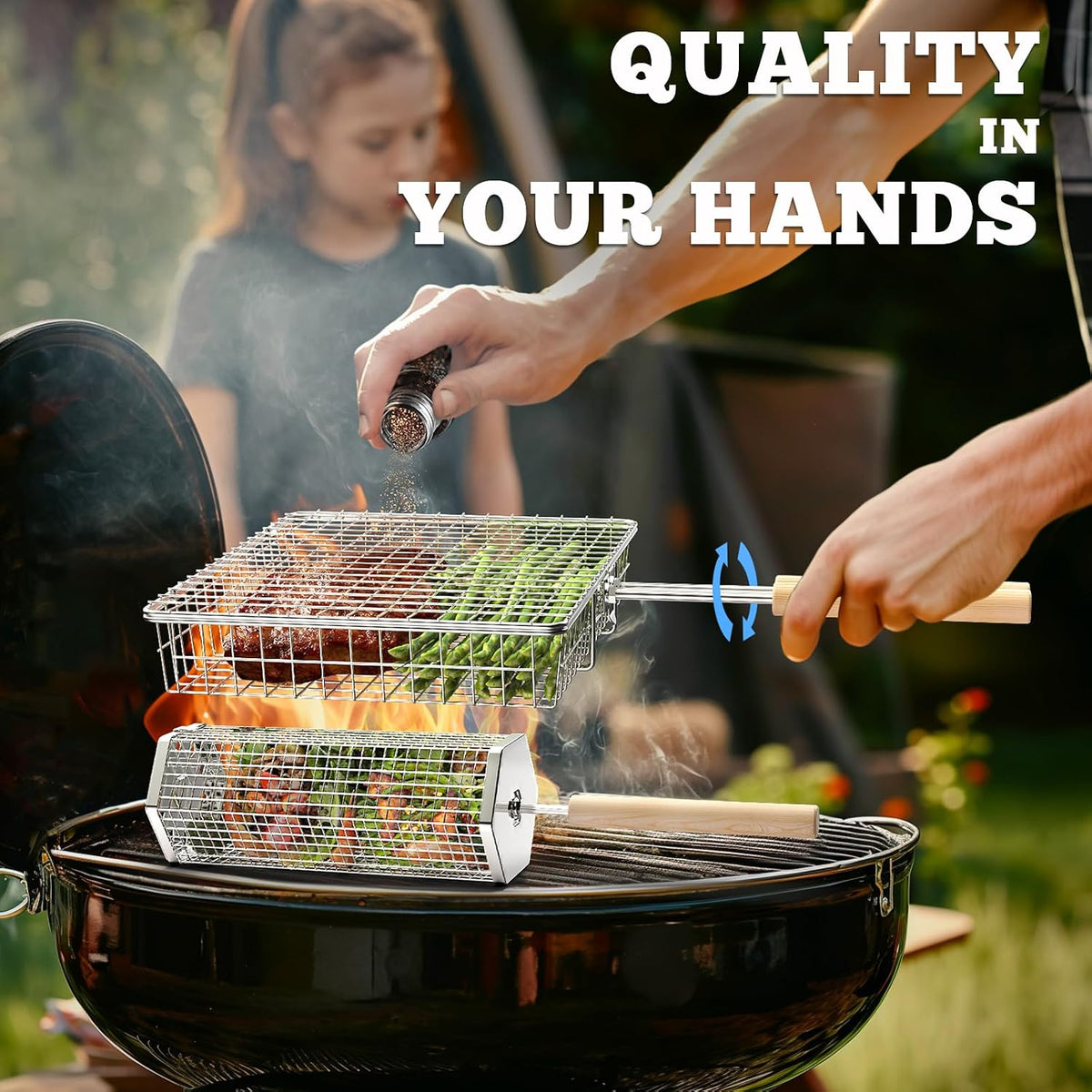 Grill Basket Set, BBQ Accessories, Outdoor Camping Cooking, Gifts for Men