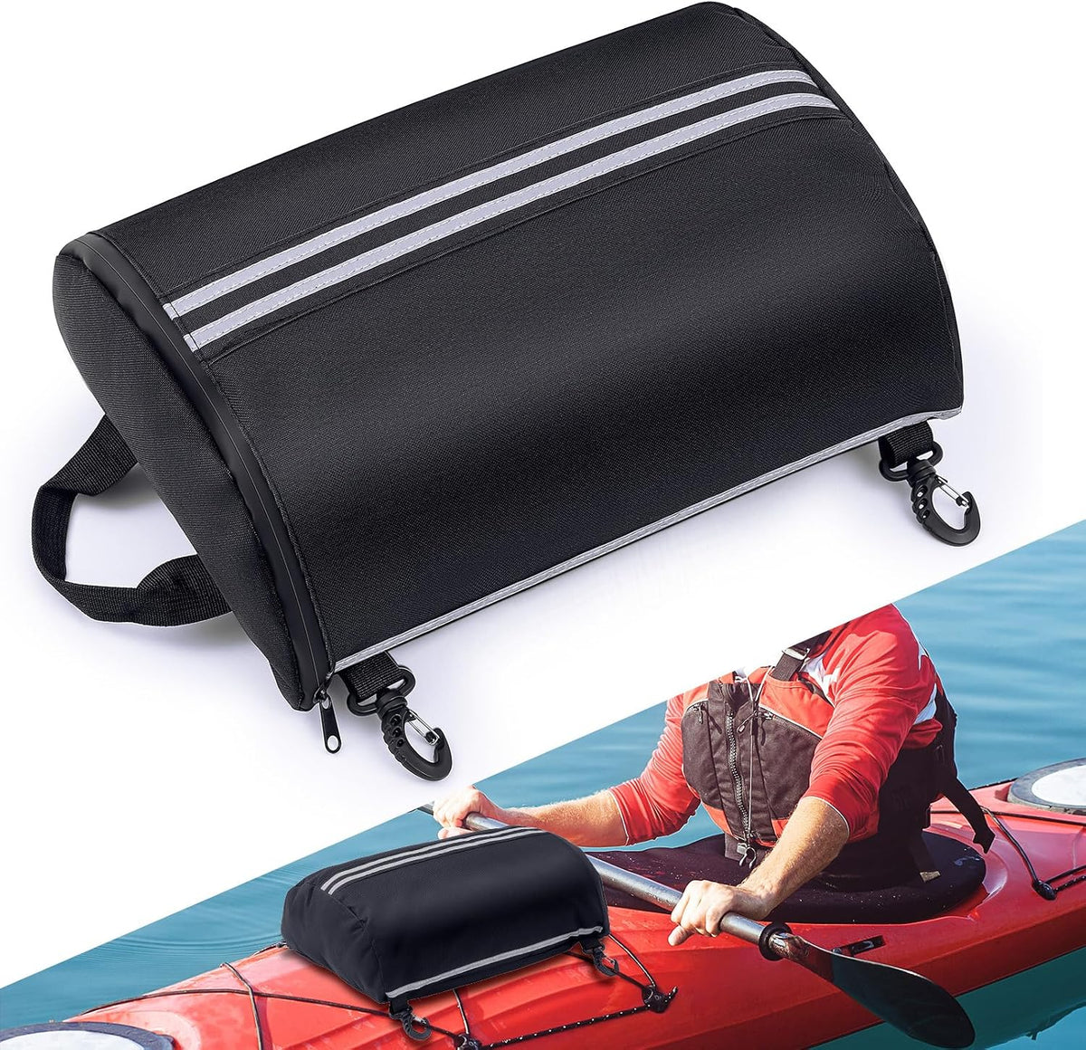 Abbylike Paddleboard Storage bag 15.4'' x 11.4'' Waterproof Deck Bag Oxford Cloth Deck Cooler Pouch with Reflective Strip Swivel Hook Zipper Paddle Board Accessories for Summer Kayak Surfboard