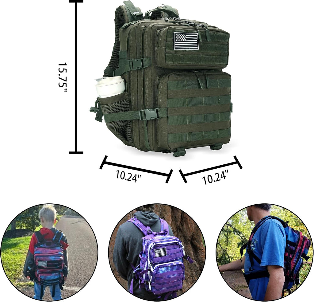 Lovelinks21 25L Military Tactical Backpack Small Assault Pack Molle Daypack for Men and Women for Work Travel Gym Outdoor Hiking Camping (Army Green)