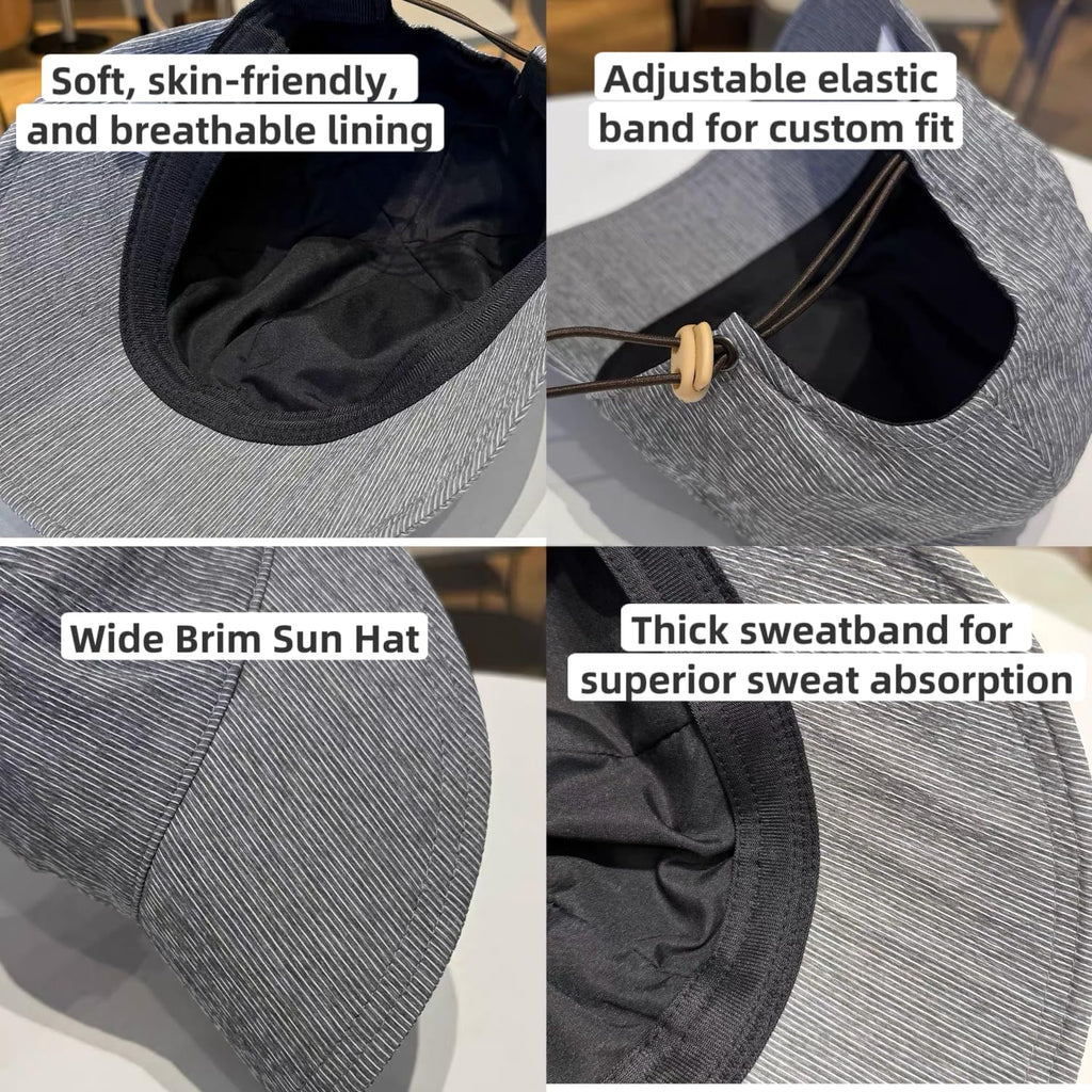 Womens Sun Hat with Ponytail Hole Outdoor UV-Protection-Foldable Beach Caps,Lightweight,Summer Wide Brim Bucket Hat