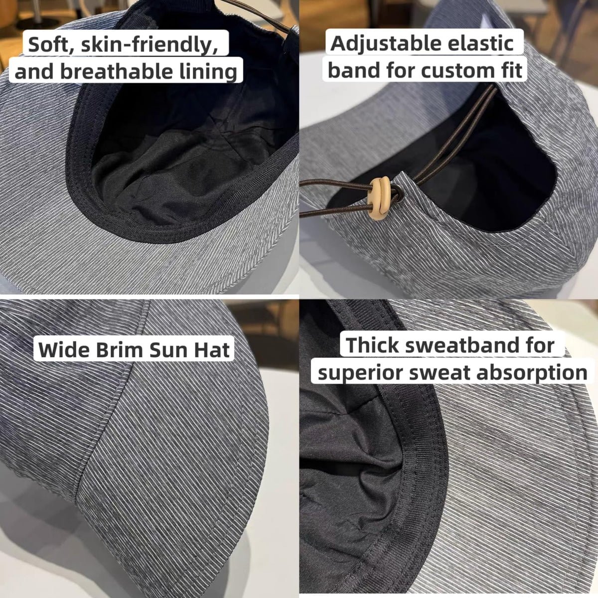 Womens Sun Hat with Ponytail Hole Outdoor UV-Protection-Foldable Beach Caps,Lightweight,Summer Wide Brim Bucket Hat
