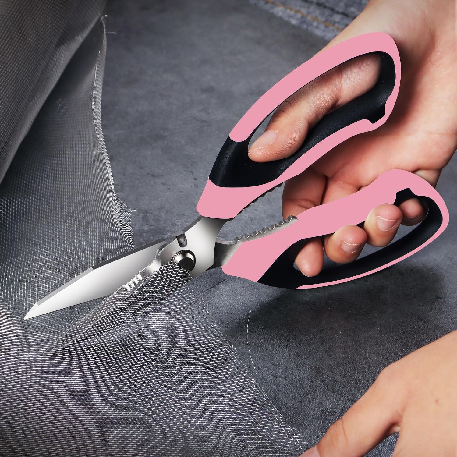 BoFuYuan Utility Scissors All Purpose heavy duty 8-Inch Pink