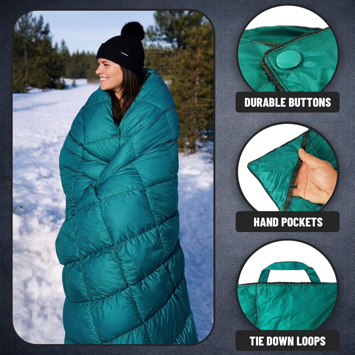 PW700 Extra Large Double Insulated Outdoor Camping Blanket | 2X Puffy, Warm, Packable, Weatherproof, Durable, and Lightweight | Top Quilt for Hiking, Backpacking, Stadium Events, Picnics