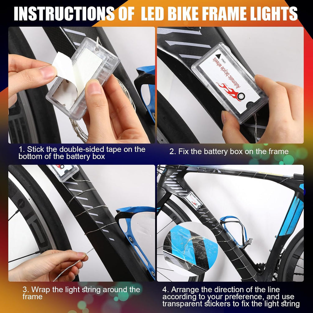 Woanger 3 Pcs LED Bike Lights for Night Riding Bicycle Frame and Wheel Lights Battery Powered Bike Accessories Gifts for Adults Riding at Night
