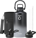 Trebo One Gallon Water Bottle Insulated with 3 Lids, Paracord Handle & Bag