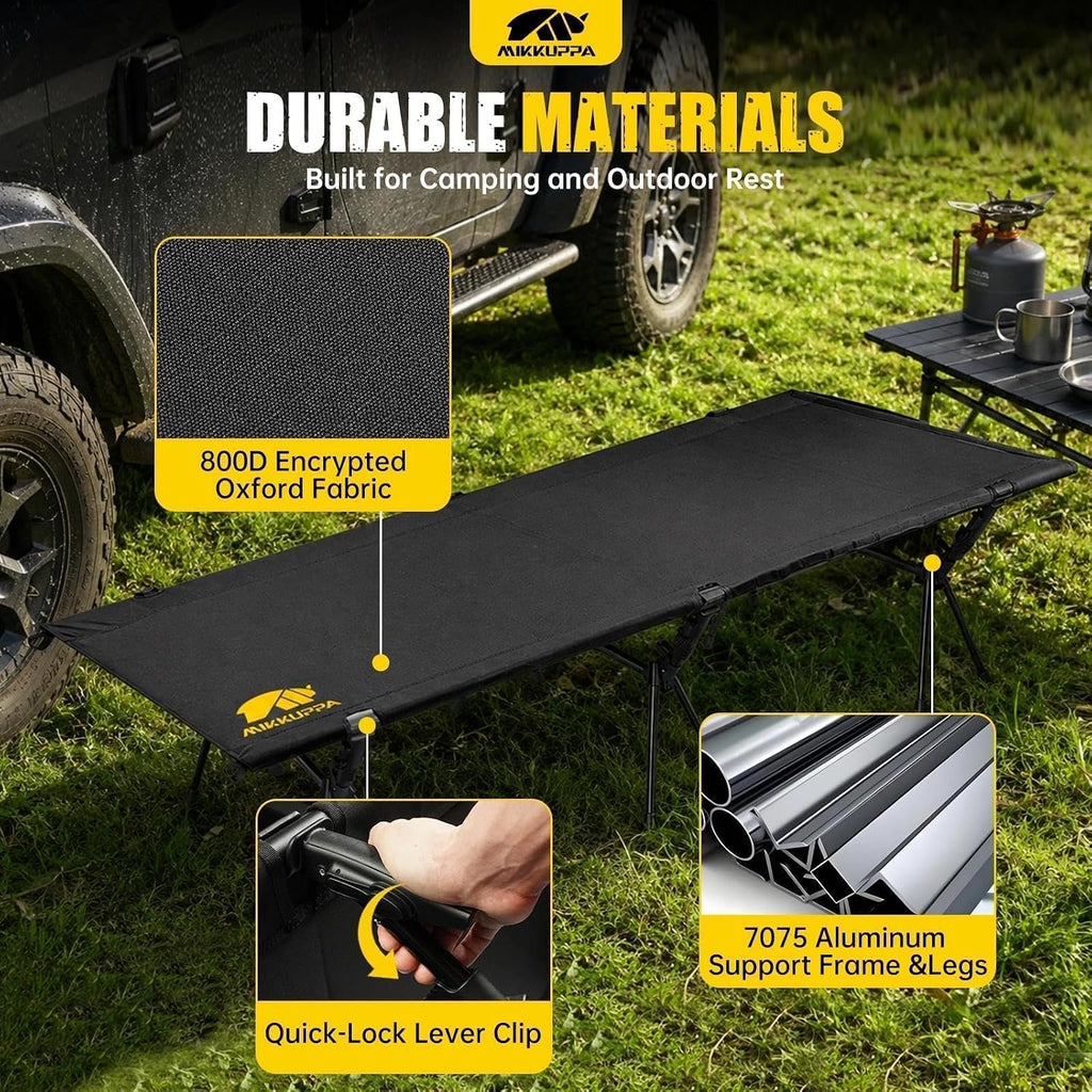 MIKKUPPA Backpacking Camping Cot for Adults, Heavy-Duty Portable Cot Bed