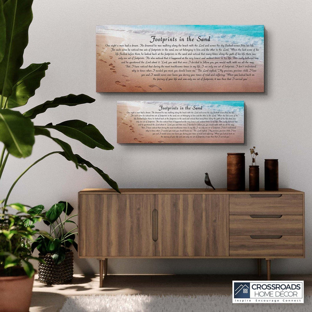 Footprints in the Sand Wall Decor, Footprints in the Sand Inspirational Wall Art, Beach Decor, Christian Gifts for Men and Women Chrisitan Wall Decor, Sympathy Gift, Gift Ready To Hang C3001-16x40