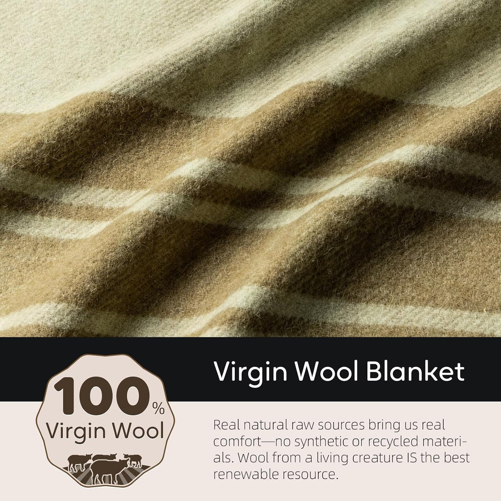 Molithe 100% Wool Blanket, 62" x 86", Warm, Thick, Military, Camping Gear