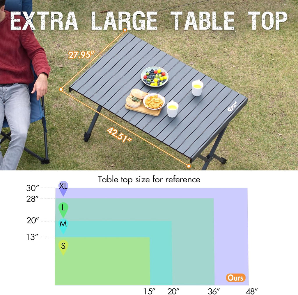 Portal Folding Camping Table with Adjustable Height,Portable Aluminum Table, Dark Gray