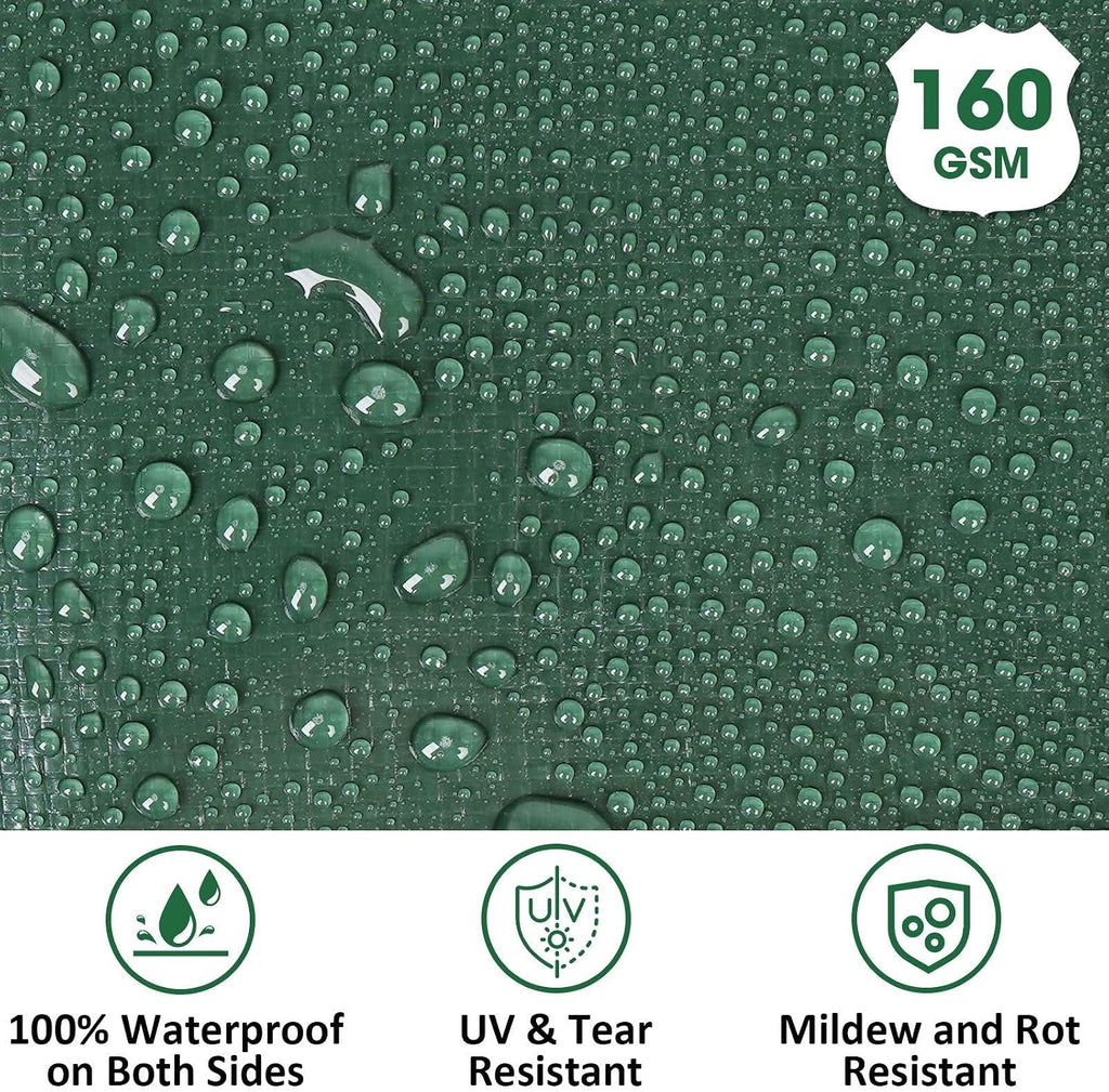 Heavy Duty Double-Sided Waterproof Poly Tarp 15x15 Feet 8mil Thick Polyethylene Tarps, Perfect for Outdoor Use, Plastic Cover & Mat for Tent Camping Storage Boat Bikes Vehicles