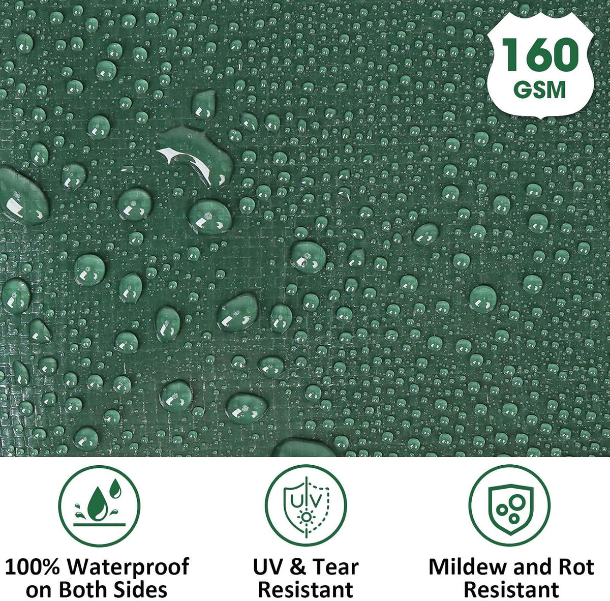 Heavy Duty Double-Sided Waterproof Poly Tarp 15x15 Feet 8mil Thick Polyethylene Tarps, Perfect for Outdoor Use, Plastic Cover & Mat for Tent Camping Storage Boat Bikes Vehicles