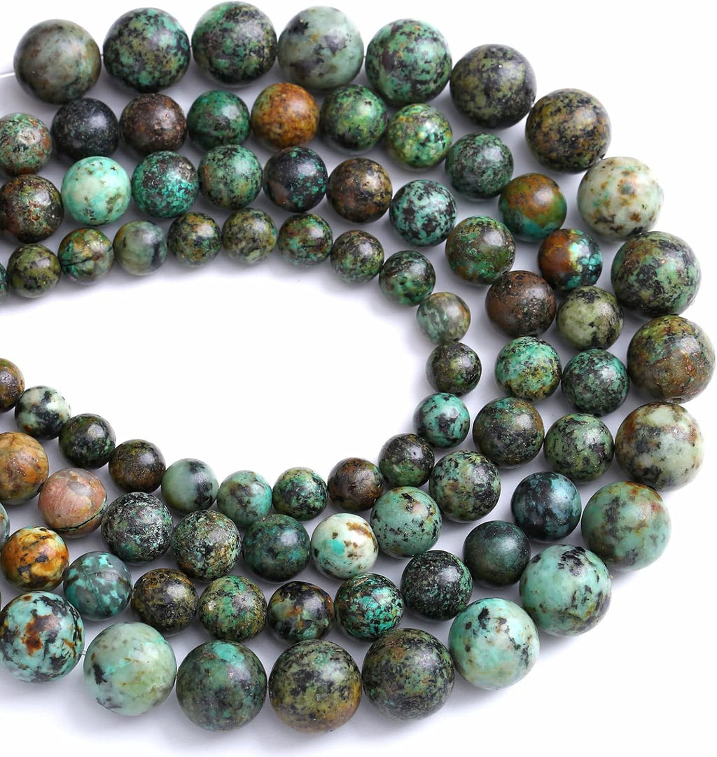 10MM 36PCS Natural Stone Green African Turquoise Spacer Loose Beads for Jewelry Making DIY Bracelet Necklace
