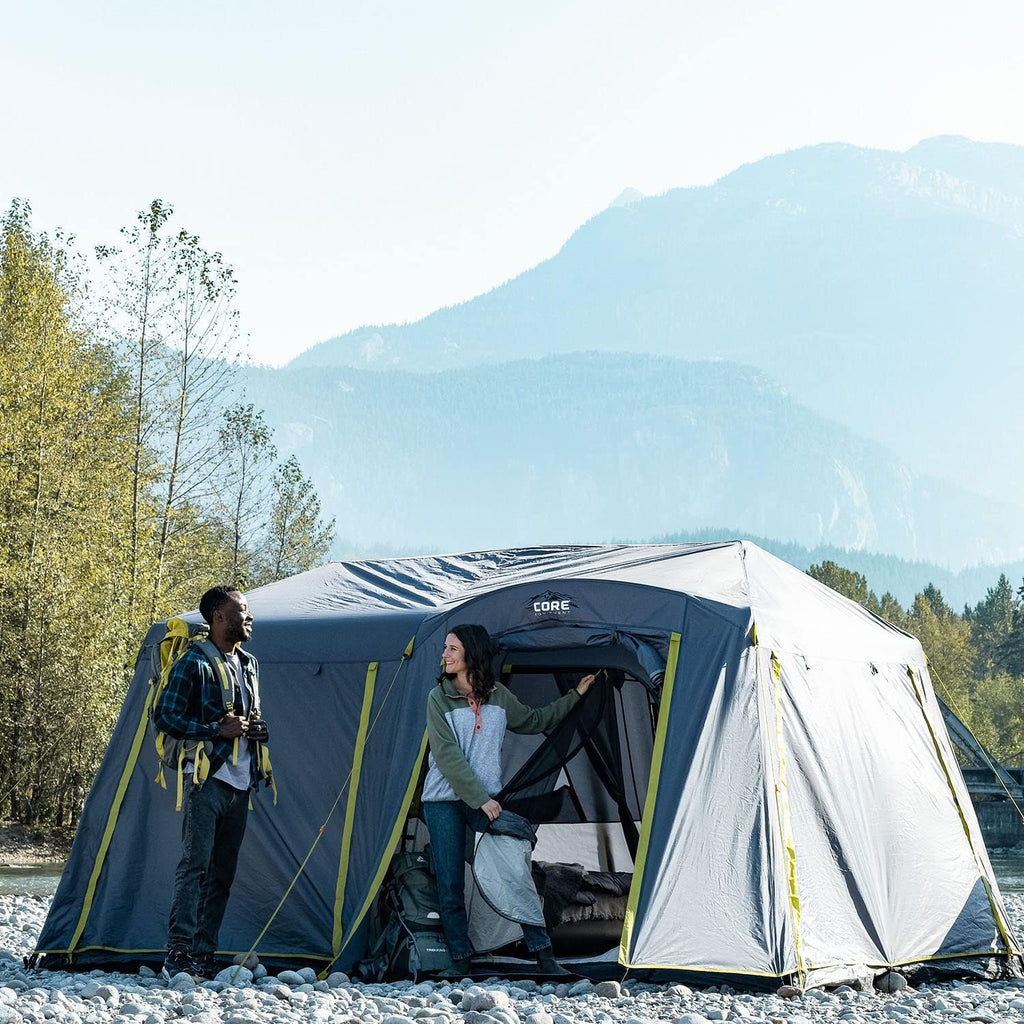 CORE Instant Cabin Tents | Family Cabin Multi Room Pop Up Tents Car Camping | Included Storage Pockets for Camping Accessories